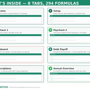 Budget by Paycheck Spreadsheet 2026 | Weekly Biweekly Monthly Bill Calendar | Sinking Funds Cash Stuffing Dashboard Excel Google Sheets image 5