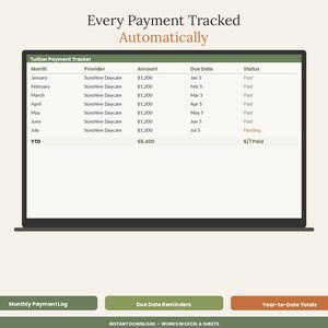 Feuille de calcul pour le suivi des frais de garde d'enfants | Calculateur de crédit d'impôt FSA (Excel, Google Sheets) image 3