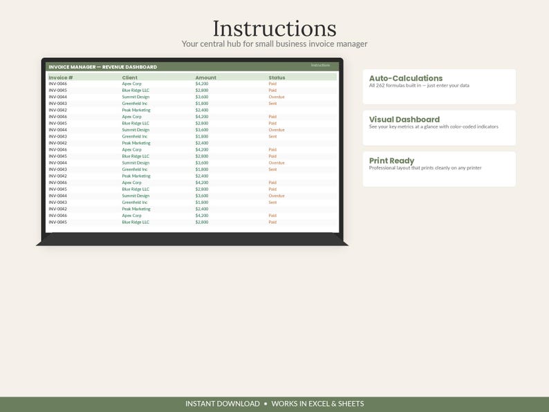 Invoice Tracker Spreadsheet | Small Business Client CRM (Excel, Google Sheets) imagen 3