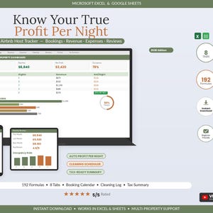 Short Term Rental Host Dashboard | Airbnb Property Manager Excel Google Sheets Tracker image 1