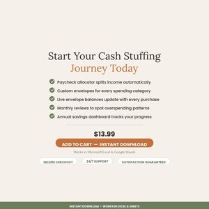 Cash Stuffing Spreadsheet | Cash Envelope Budget Tracker Excel Google Sheets | Digital Envelope Budgeting Paycheck Planner image 7
