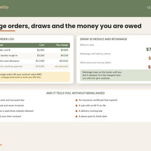Construction Estimating Spreadsheet Template Excel Google Sheets | Contractor Bid Calculator, Job Costing, Change Order and Draw Tracker image 5