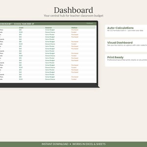 Teacher Classroom Budget Spreadsheet Template | Classroom Supply Organizer Excel Google Sheets | Teacher Expense Tracker Tax Deduction image 3