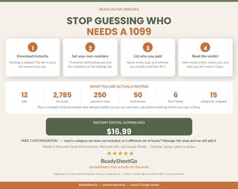 1099 Contractor Payment Tracker | W-9 Tracking, Tax Prep (Digital Download)
