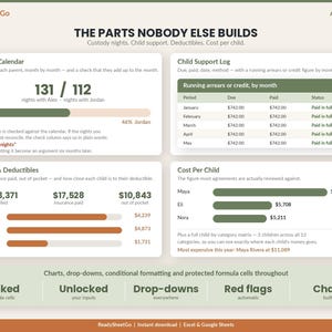 Co-Parenting Expense Tracker Spreadsheet | Shared Child Expenses, Custody Log (Excel, Google Sheets) image 2