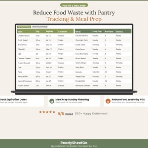 Weekly Meal Planner Spreadsheet 2026 | Grocery List Budget Tracker Calorie | Family Menu Meal Prep Recipe Organizer Excel Google Sheets image 6