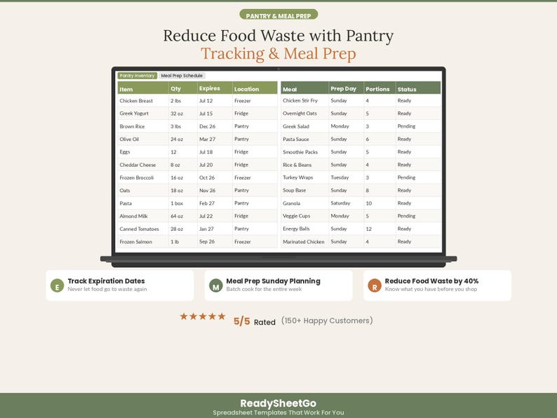Weekly Meal Planner Spreadsheet 2026 | Grocery List Budget Tracker Calorie | Family Menu Meal Prep Recipe Organizer Excel Google Sheets image 6