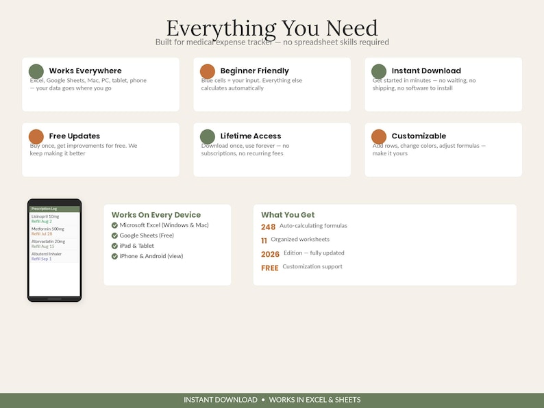 Medical Expense Tracker Spreadsheet | HSA/FSA, Deductible, Tax Deduction (Digital Download) image 6