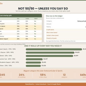 Co-Parenting Expense Tracker Spreadsheet | Shared Child Expenses, Custody Log (Excel, Google Sheets) image 5