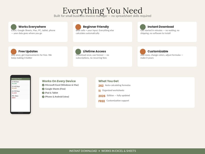 Invoice Tracker Spreadsheet | Small Business Client CRM (Excel, Google Sheets) imagen 6