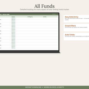 Sinking Funds Tracker Spreadsheet Excel Google Sheets | Savings Goal Planner | Cash Envelope Budget & Dave Ramsey Sinking Fund Tool image 4