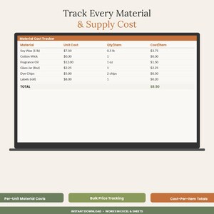 Spreadsheet voor het berekenen van ambachtelijke prijzen | Sjabloon voor prijsbepaling van handgemaakte producten (Excel, Google Sheets) afbeelding 4
