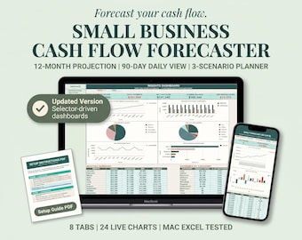 Small Business Cash Flow Forecaster (Google Sheets, Excel)