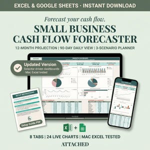 Small Business Cash Flow Forecaster (Google Sheets, Excel)