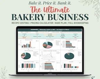 Bakery Business Planner Spreadsheet Recipe Cost Calculator Google Sheets Excel Cake Order Tracker Pricing Bookkeeping Home Baker Template