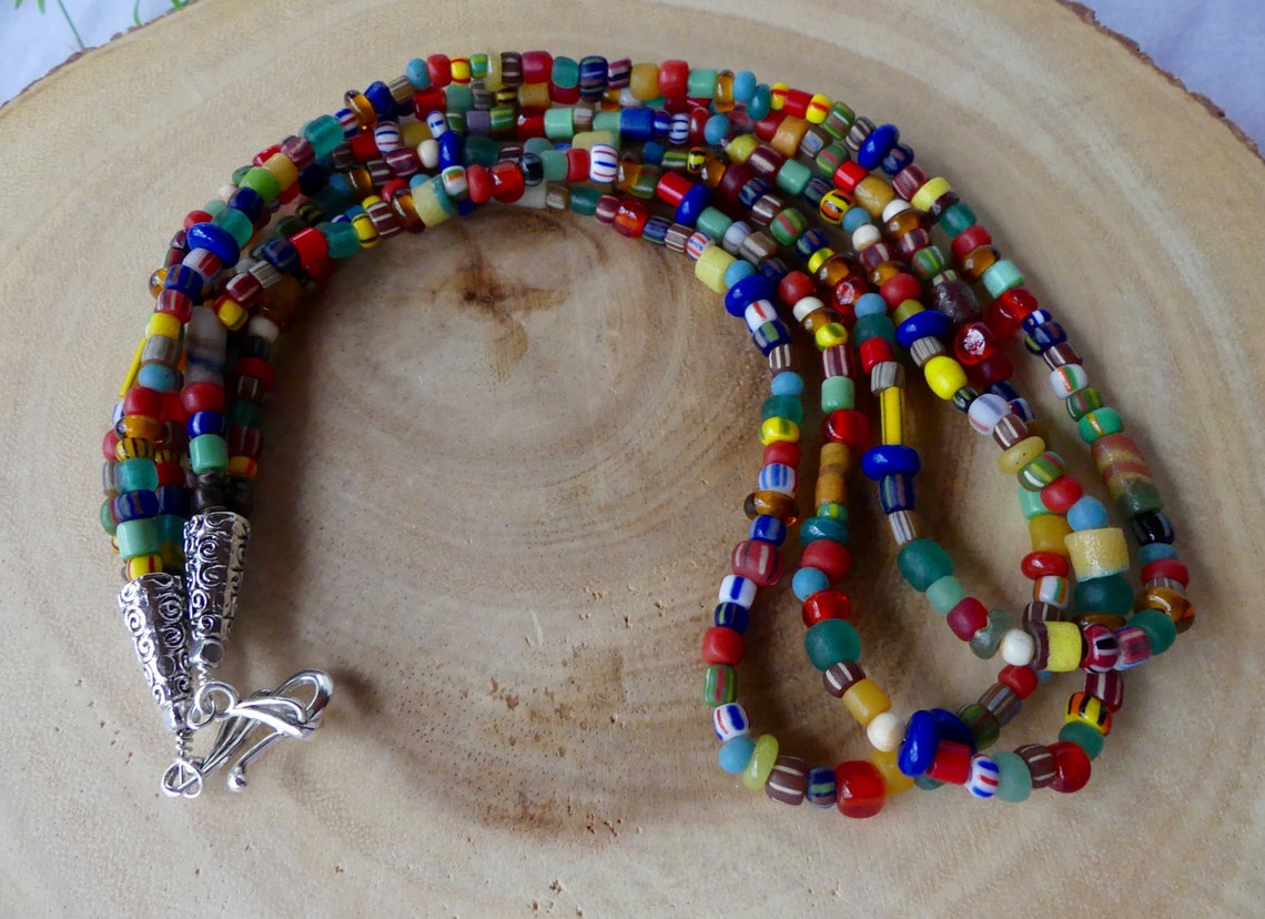 24 Inch Colorful Ethnic Boho African Christmas Bead Triple Strand