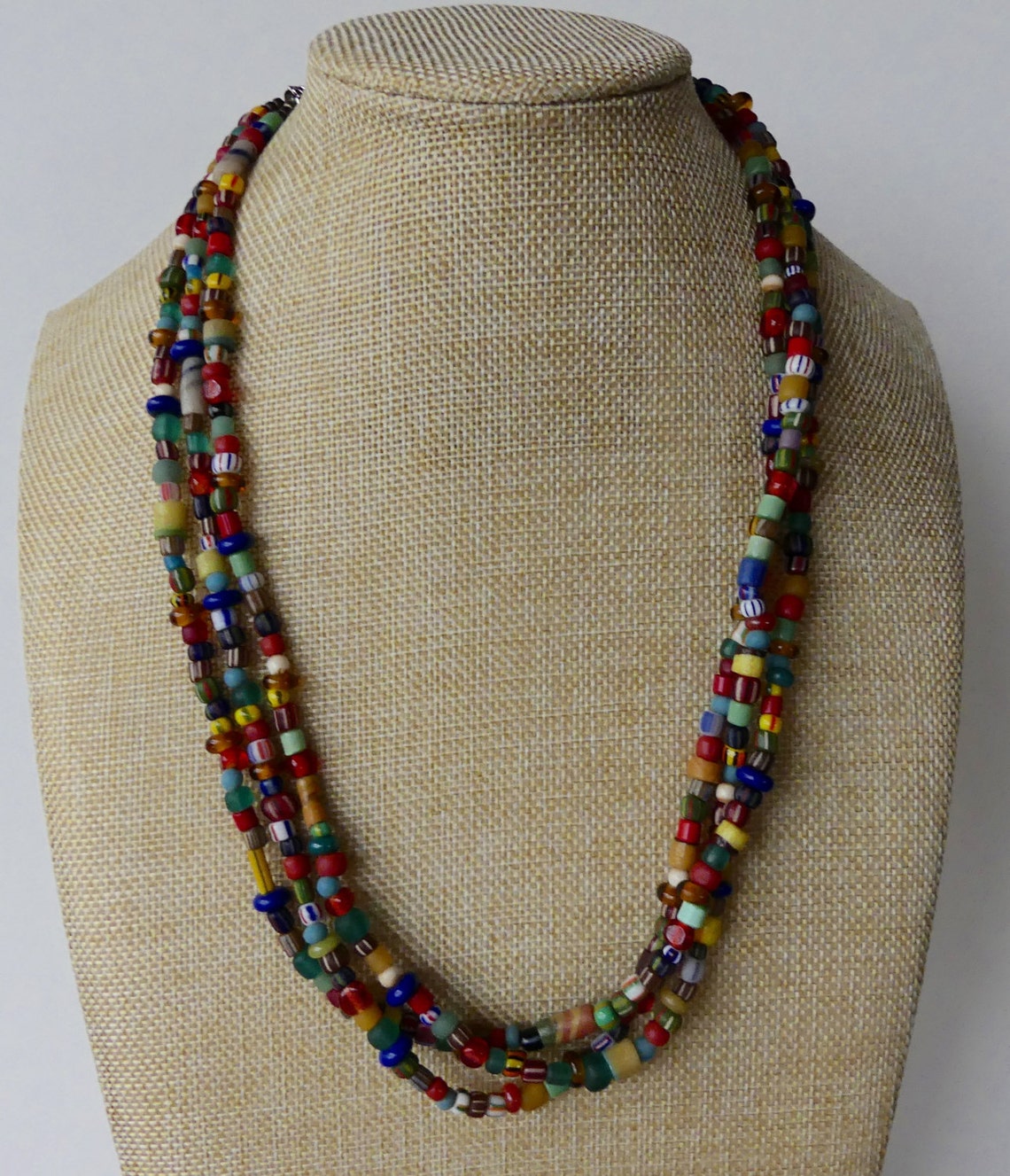 24 Inch Colorful Ethnic Boho African Christmas Bead Triple Strand