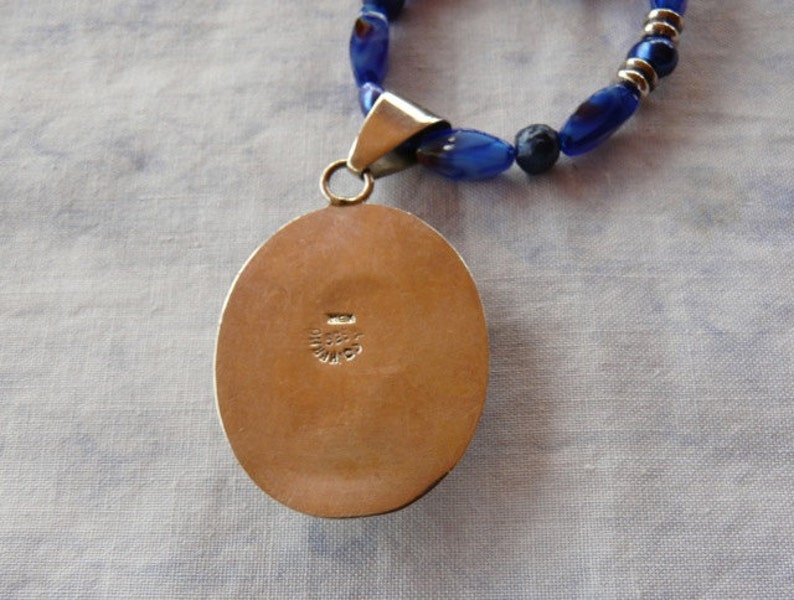 SALE 21 Inch Blue Gemstone Sterling Silver Necklace with Earrings