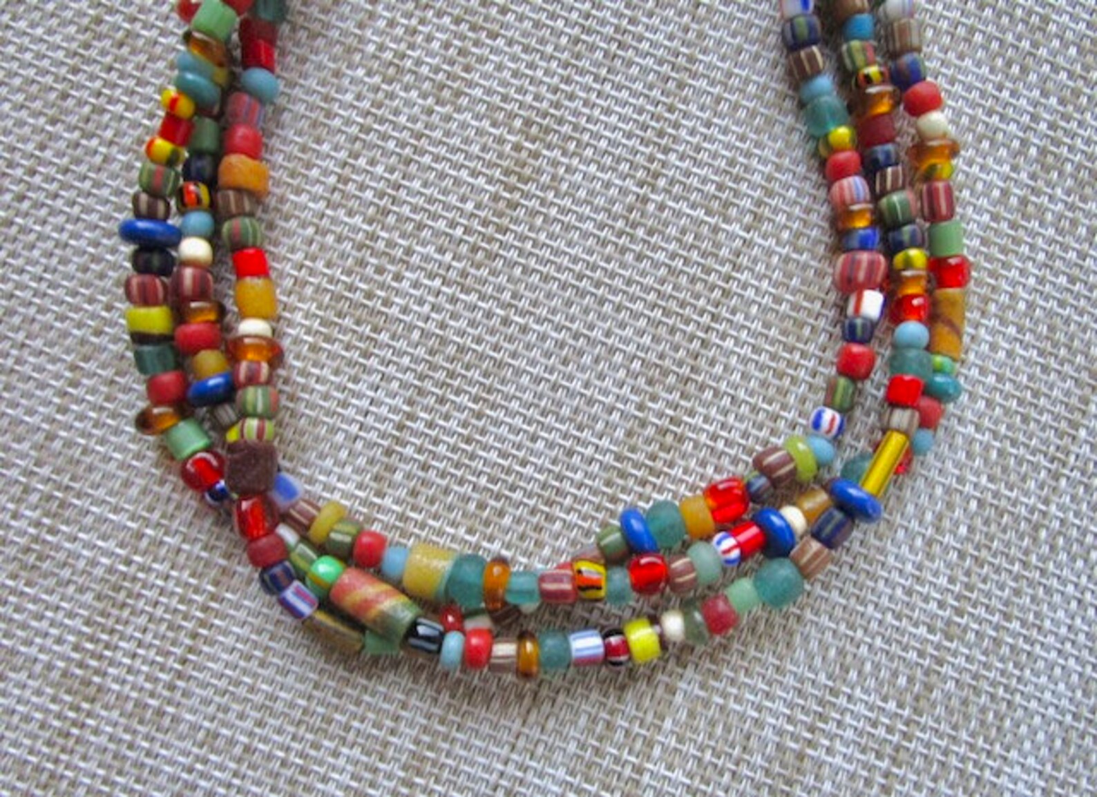 24 Inch Colorful Ethnic Boho African Christmas Bead Triple Strand