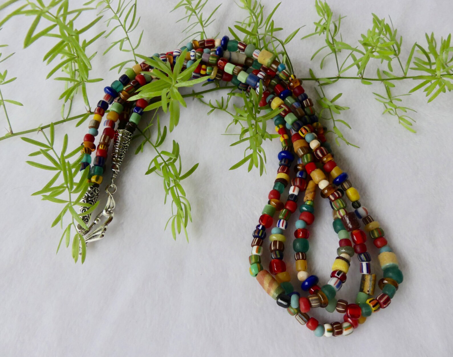 24 Inch Colorful Ethnic Boho African Christmas Bead Triple Strand