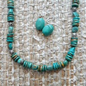 28 Inch Natural Arizona Mined Turquoise Necklace With Two Shapes of ...