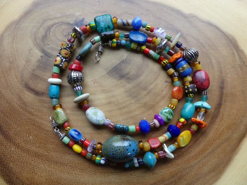 35 Inch Southwestern Multi Stone, Multi Color Ethnic Necklace With ...