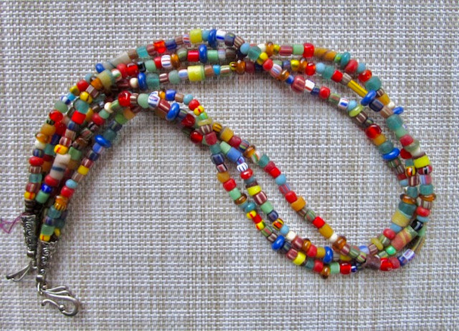 24 Inch Colorful Ethnic Boho African Christmas Bead Triple Strand