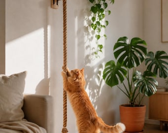 Étagère murale pour chats avec corde en sisal | Griffoir pour chat et salle d'escalade interactive | Meubles modernes pour chats