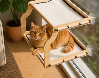 Cama para gatos con ventosas para ventana / Hamaca resistente para gatos con ventana / Asiento cómodo para gatos y gatitos de interior