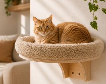 Wall Mounted Wooden Cat Ladder | Solid Wood Cat Climbing Perch Shelves | Modern Cat Wall Furniture for Indoor Cats