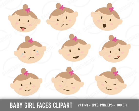 Baby Madchen Clipart Baby Gesicht Clipart Gluckliches Baby Etsy