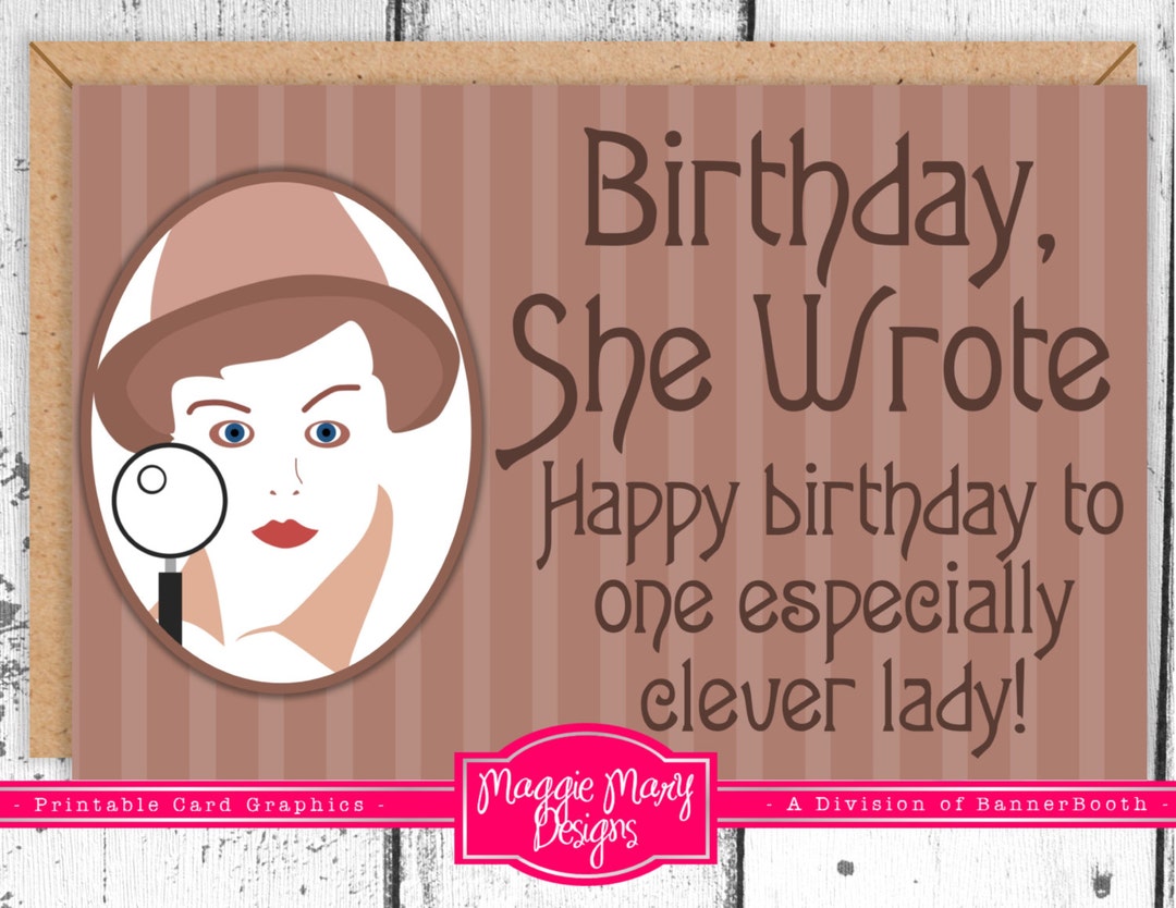 Murder She Wrote Birthday Card, Jessica Fletcher Birthday Card, Murder