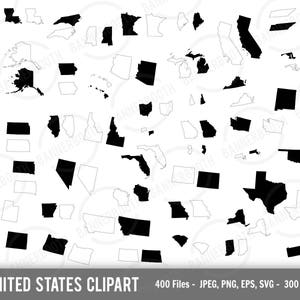 States vector clipart, United States digital clipart, states outlines, states eps digital, United States vector art, individual states art
