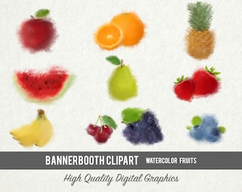 Watercolor Fruit Digital Clipart, Fruit Clipart, Digital Fruit Clipart, Watercolor Fruit Art, Watercolor Digital Clipart, Watercolor Clipart