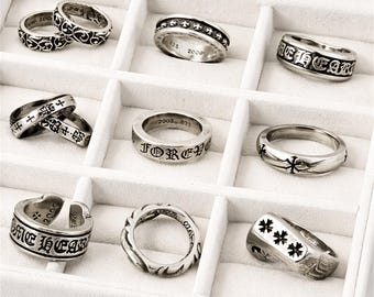 CH Vintage Gothic Cross & Floral Ring — S925 Sterling Silver Band — Luxurious Gothic-Style Statement Jewelry — Unisex Punk Ring