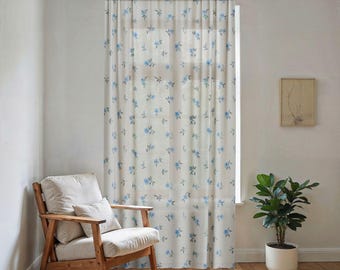 Blooming In Blue Sheer Curtain