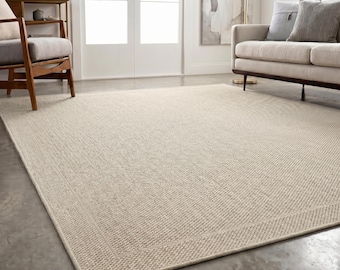 Tappeto bianco lavabile, effetto paglia testurizzato, tappeto a pelo corto, decorazione a tessitura piatta