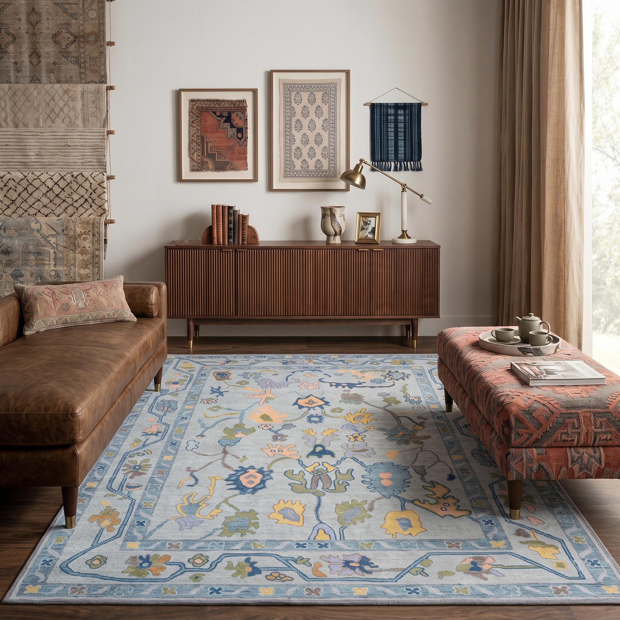 日本の古いラグ 青の花柄 古道具 玄関マット 蚤の市 骨董 ヴィンテージ Vintage Blue Rug - Etsy