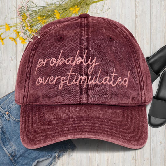 Overstimulated Vintage Cotton Twill Cap Brass Buckle Dad Hat Washed Style Retro Baseball Casual Summer Headwear Accessory Everyday