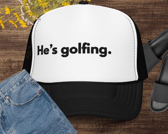 Funny Golf Embroidered Hat Mesh Back Breathable Headwear Adjustable Snap Polyester Cap Dad Gift Humorous Accessory Outdoor Headgear Apparel