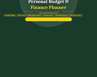 Personal Budget Planner | Monthly Budget, Debt Payoff, Savings Goals (Instant Download)