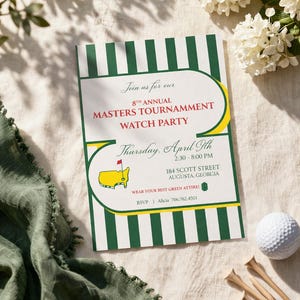Invitación para ver el Masters / Invitación editable para eventos de golf (Descarga digital)