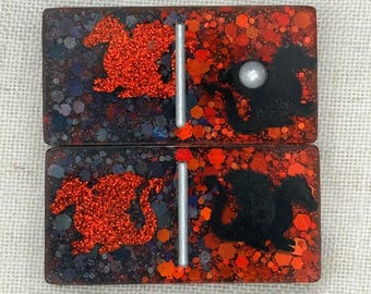 Personalized Dragon Resin Domino Set – Custom Color Dominoes – Handmade Game Set
