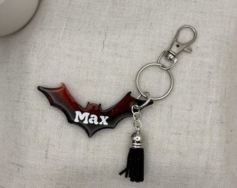 Personalized Resin Bat Keychain | Custom Name Keychain