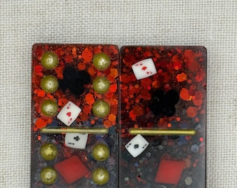 Personalized Casino Night Resin Domino Set – Custom Color Dominoes – Handmade Game Set
