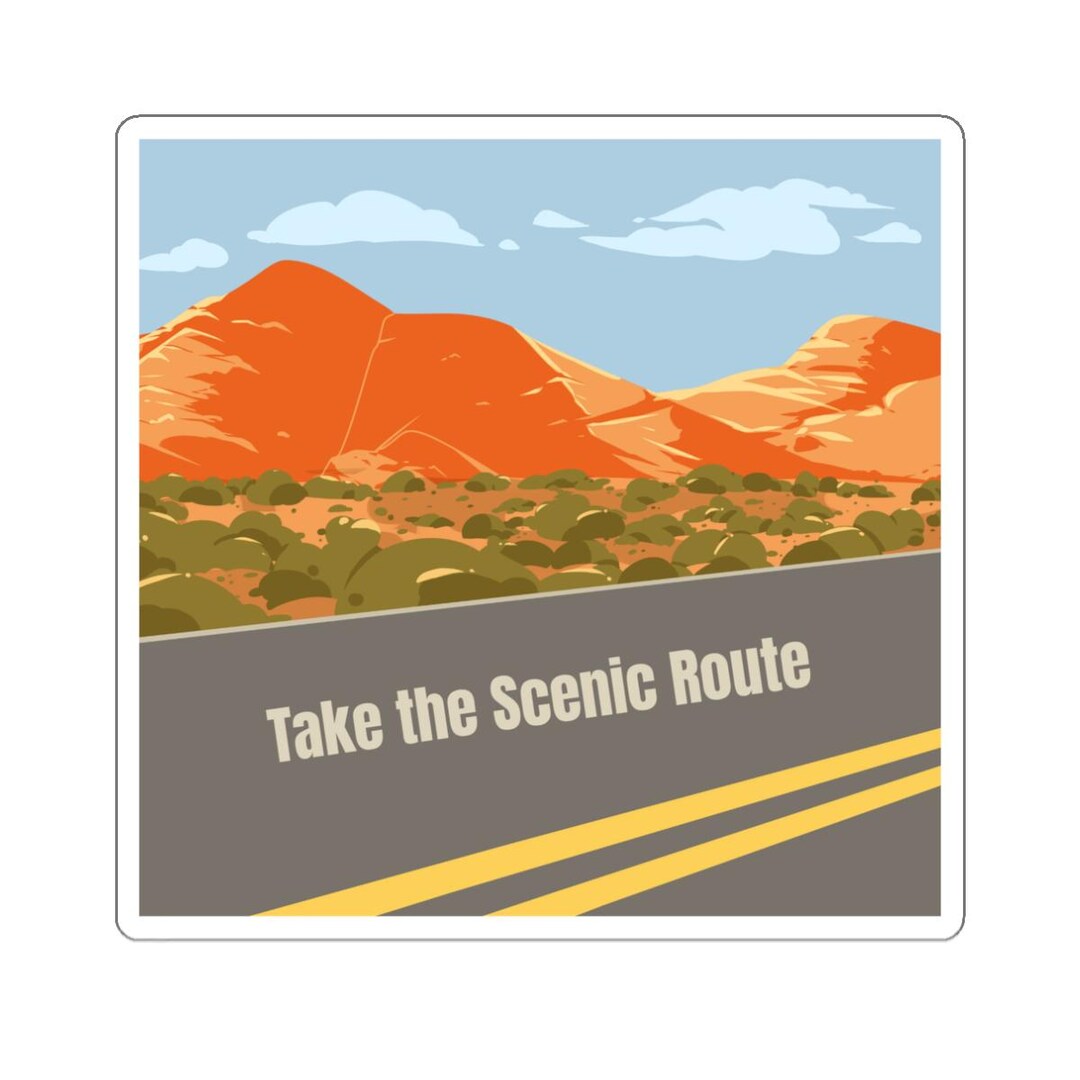 Take the Scenic Route Die Cut Sticker | Road Trip Mountain Landscape - Etsy