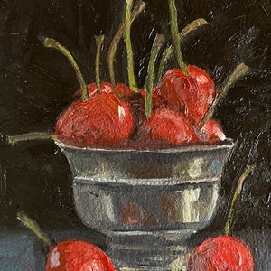 Oil Painting of a Bowl of Cherries