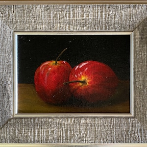 Framed 5x7 Oil Painting of Apples