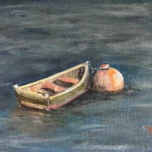Original Boat Scene Oil Painting