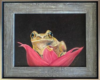 Frog and Flower Oil Painting